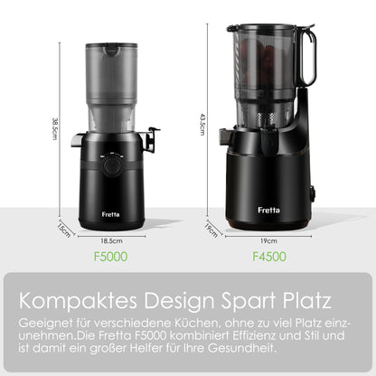 Fretta F5000 Slow Juicer Entsafter mit 108 mm Einfüllöffnung, 200 W