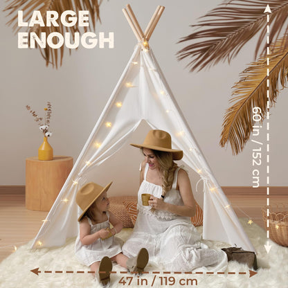 Tiny Land Tipi Zelt Kinderzelt - mit Decke & Lichterkette