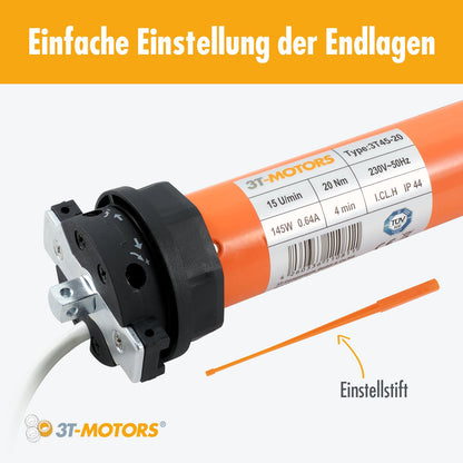 3T-MOTORS Rollladenmotor 3T45-20 für SW60 Achtkantwelle, 20 Nm