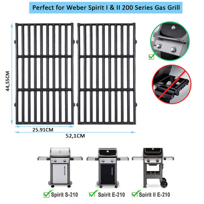 FORYEYC Grillrost Gusseisen 2er-Set für Weber Spirit 200 E-210 E-220