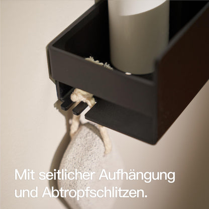 Designfabrik Hamburg Duschablage ohne Bohren, schwarz, 42 cm