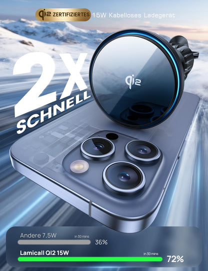 Lamicall Qi2 Handyhalterung Auto Magsafe mit 15 W Ladefunktion