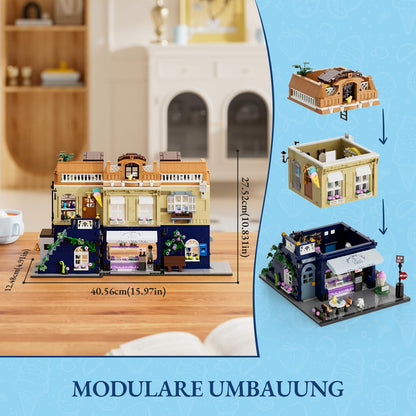 FUNWHOLE Stadtleben Eisdiele F9078 Klemmbausteine Haus mit Beleuchtung