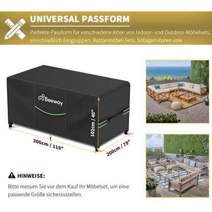 BEEWAY Gartenmöbel Abdeckung wasserdicht 300x250x102 cm, 420D Oxford