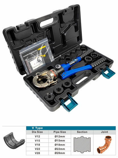 AMZCNC Profi Presszange V-Kontur Set - V12-15-18-22-28