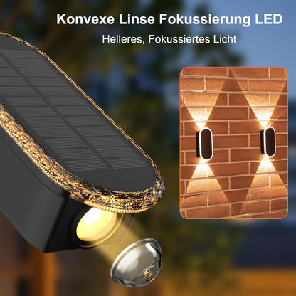 ELLASAY Solar Wandleuchten Aussen, Up & Down, 3 Farben, IP65, 6er-Set