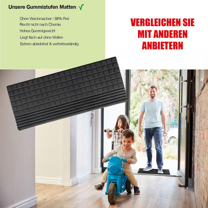 BigDean Stufenmatten aus Gummi, 10er Set, schwarz, 65 x 25 cm