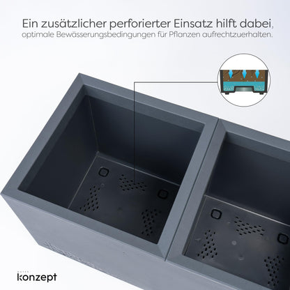 KONZEPT Pflanzkübel rechteckig 80x40x40 cm mit Rollen, anthrazit