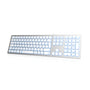 TechKey Slim Alu RGB USB Tastatur Numerisch Mac/PC - Silver White. Silber-weiße Tastatur mit Ziffernblock für Dateneingabe.