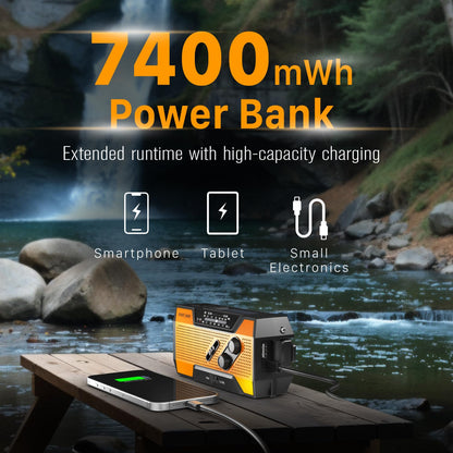 FosPower FOSPWB-2376 Notfallradio NOAA/AM/FM mit Solar und Handkurbel