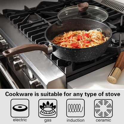 Kordisen Sautepfanne 28 cm mit Glasdeckel, Antihaft, Induktion