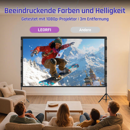LEORFI Beamer Leinwand mit Stativ 120 Zoll 16:9, tragbar