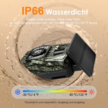 MAXDONE PH970S Wildkamera WLAN mit Solar, 4K 64MP und Nachtsicht
