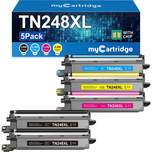 MYCARTRIDGE TN248XL Toner – Kompatibel Multipack 5-Stk. Farbige Tonerkartuschen. Für scharfe Drucke im Laserdrucker.