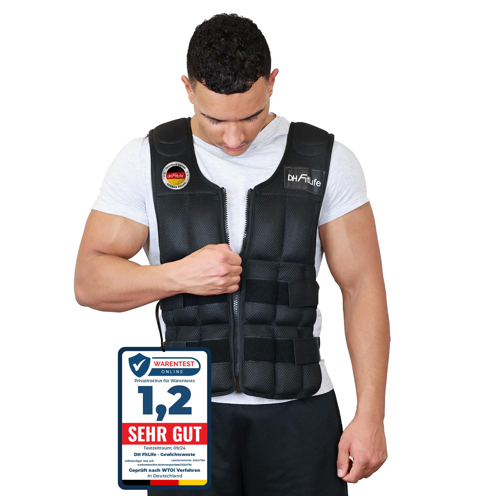 DH FitLife Verstellbare Gewichtsweste | Trainingsweste - Schwarz 30kg: Intensiviert Training mit Zusatzgewicht.