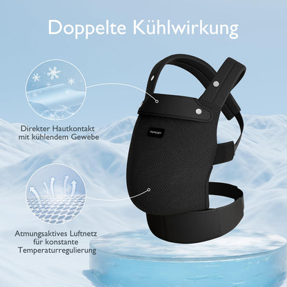 Momcozy Babytrage Air Mesh, ergonomisch mit X-Rücken, schwarz