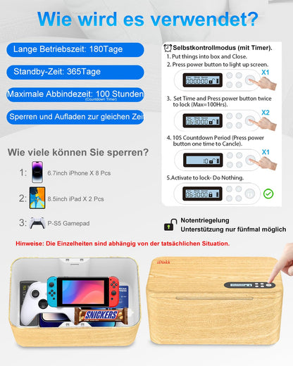iDiskk Handy-Schliessfach mit Zeitschaltuhr, Zeitgesteuerte Sperrbox