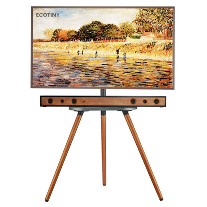 ECOTINY TV Staffelei 43-65 Zoll - Schwarzes Walnussholz. Staffelei aus Walnussholz für TVs 43-65 Zoll als Standfuß.