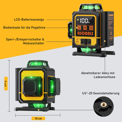 ASOBRIS Kreuzlinienlaser 4x360° selbstnivellierend mit Stativ