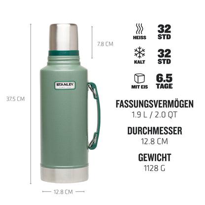 Stanley Classic Legendary Thermoskanne - Hammertone Green 1.9L