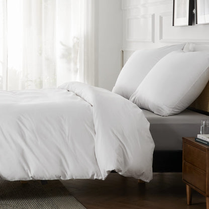 Bedsure Bettwäsche-Set 135x200 cm Baumwolle weiss mit Reissverschluss