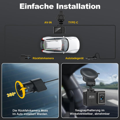 ZOBMIO A13 Dashcam Auto vorne und hinten mit 4K, GPS und WLAN