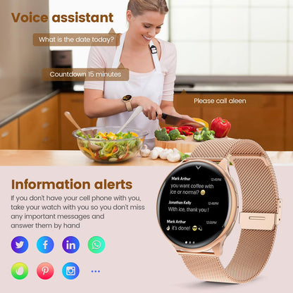 SLOKSFil S53 Smartwatch Damen mit Telefonfunktion, Roségold