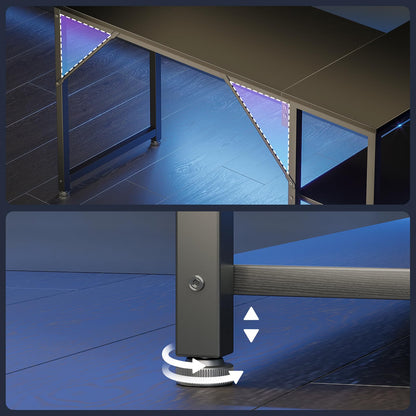 Coleshome Gaming Tisch L-förmig, Eckschreibtisch 120x70 cm, schwarz