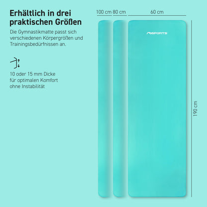 MSPORTS Gymnastikmatte Premium 190 x 100 cm, Aquamarin, phthalatfrei