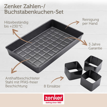 Zenker Zahlen- und Buchstaben Backform Set 9-teilig PFAS-frei