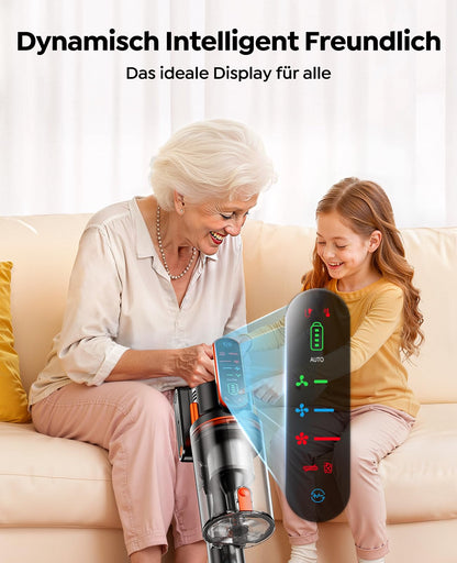 Fieety V9 Akku Staubsauger kabellos, 600 W, 50 kPa, mit Biegegelenk
