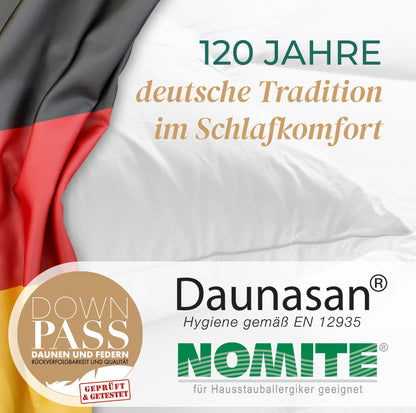 Made in Germany Daunen Federkissen 3-Kammer Kopfkissen - 40x80 cm