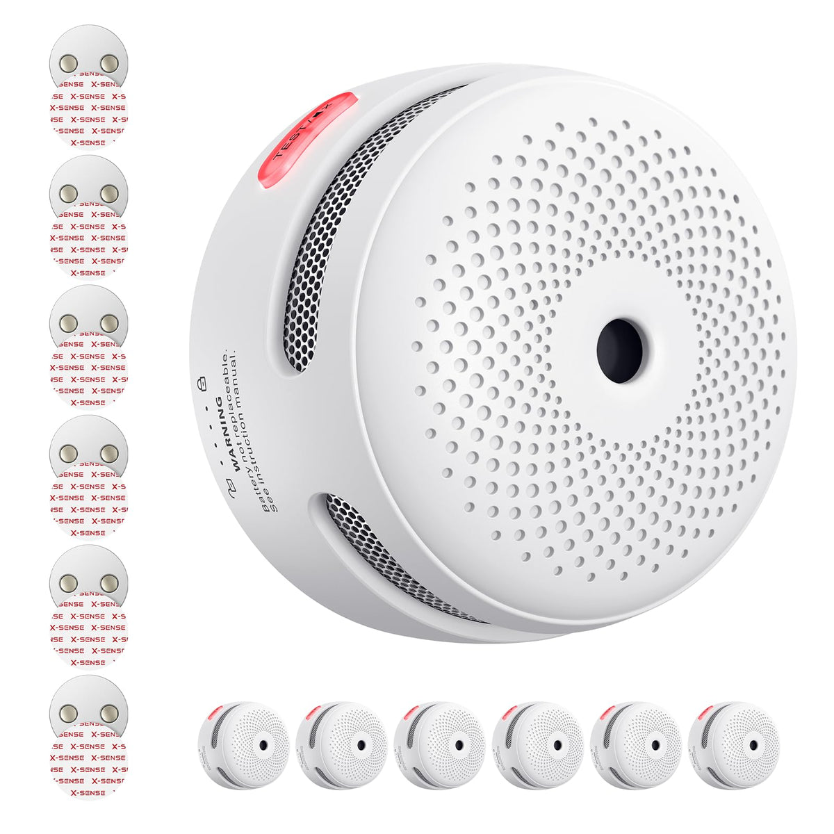 X-Sense Mini Rauchmelder XS01 mit 10-Jahres-Batterie, 6 Stück – kompaktes Mini-Design mit Magnethalterung