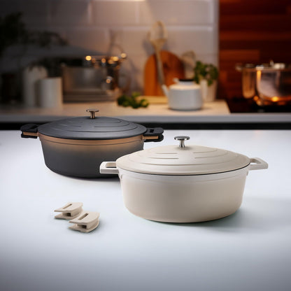 STONELINE Cocotte Bräter Aluguss Induktion 32cm - Creme