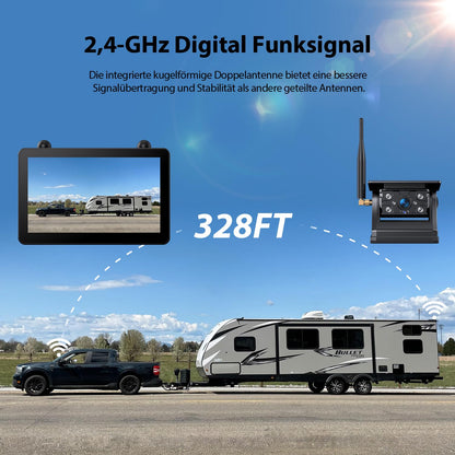 ZEROXCLUB Rückfahrkamera kabellos Solar mit 7 Zoll 1080P Touchscreen