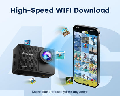 Camlance Action Cam 4K 60FPS wasserdicht mit 64 GB Karte und Zubehör