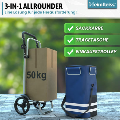 Heimfleiss Einkaufstrolley klappbar mit Kühlfach, 56 Liter, bis 50 kg