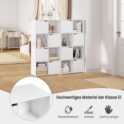WOLTU Bücherregal SK039ws, Bücherschrank mit 4 Türen und 8 Fächern