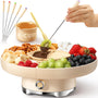 LUSHYUM Schokoladenfondue Set elektrisch 800 ml mit Servierschale zum Schmelzen von Schokolade