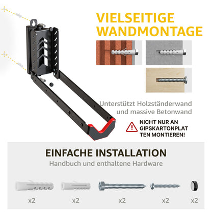 monTEK Fahrrad-Wandhalterung schwenkbar, belastbar bis 35 kg