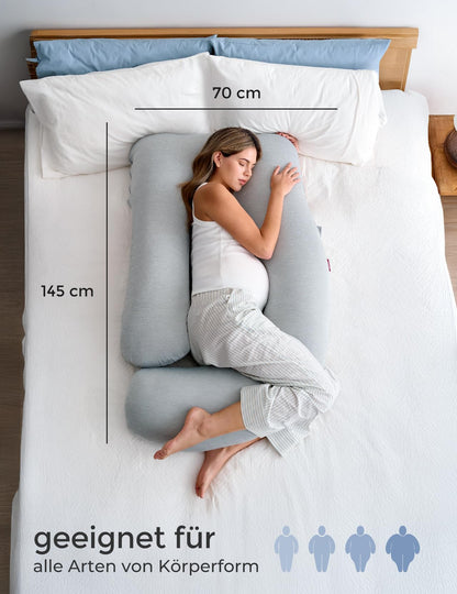 Momcozy Schwangerschaftskissen U-förmig mit Kühleffekt 145cm