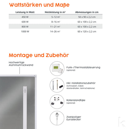 Könighaus Infrarotheizung mit LED-Deckenleuchte 1000W