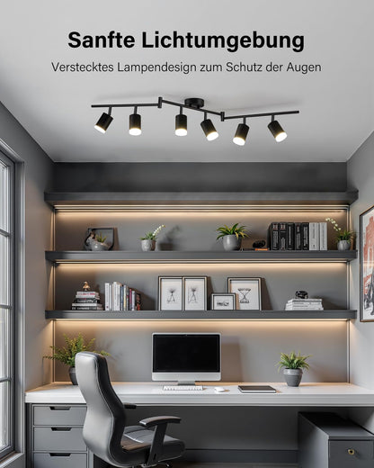 Leselux LED Deckenstrahler 6-flammig, schwarz, GU10, schwenkbar