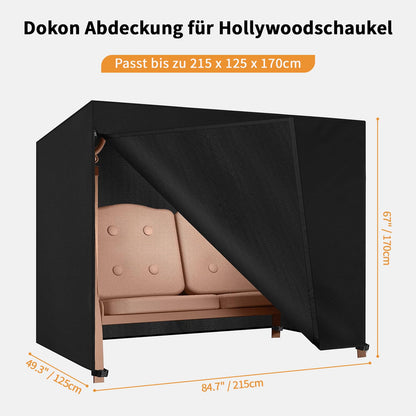 Dokon Hollywoodschaukel Abdeckung 3-Sitzer wasserdicht 215x125x170 cm