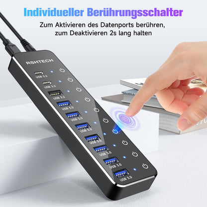 RSHTECH USB Hub 3.2 Aktiv 10 Port mit Netzteil - RSH-ST10C