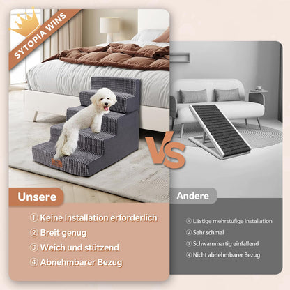 Sytopia Hundetreppe Bett 5 Stufen für grosse Hunde - 57cm Grau