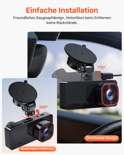 Bestsee M22pro 3-Kanal Dashcam Auto vorne hinten innen, 2.5K