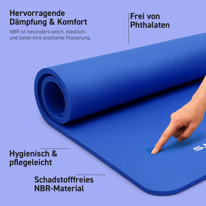 MSPORTS Gymnastikmatte Premium NBR 190 x 100 x 1,5 cm Königsblau