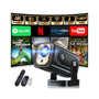 Mini Beamer 4K Android Projektor 2026 Modell, schwarz, 270° drehbar. Projiziert 4K-Inhalte von Android-Apps an Wände.