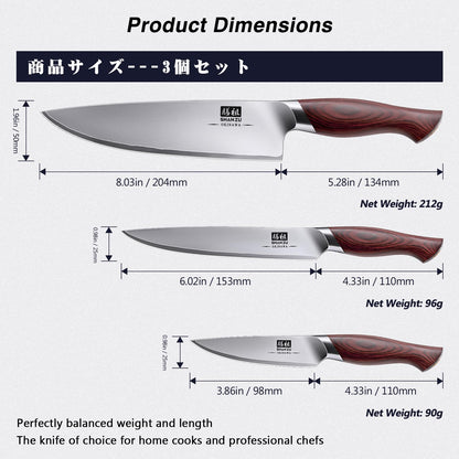 SHAN ZU OKINAWA Messerset 3-teilig - japanische Kochmesser